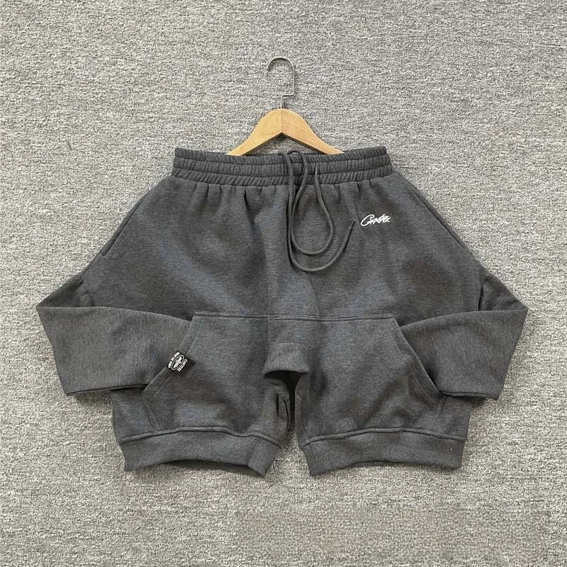 Corteiz Shorts Drawstring fleece with kangaroo pockets — 8362 Dark gray
