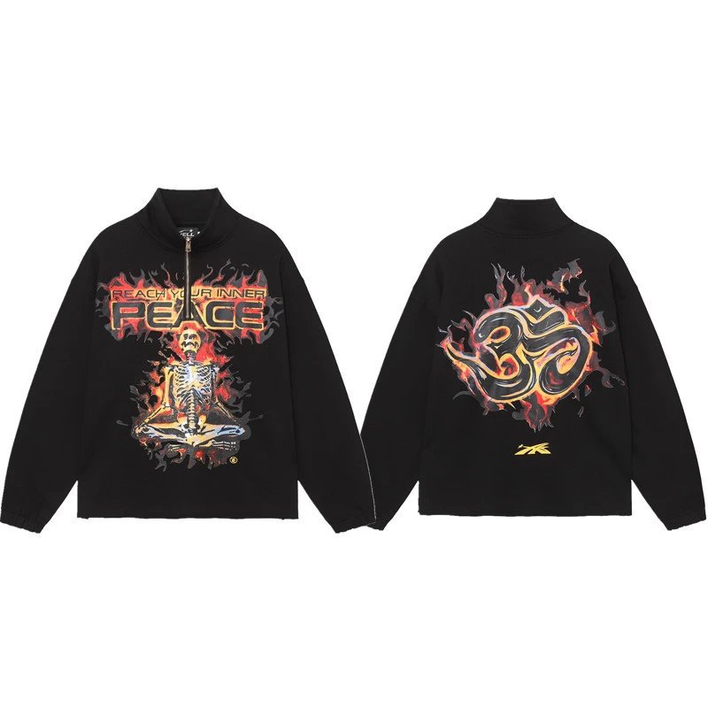 Hellstar Hoodies & Sweatshirts Graphic quarter-zip sweatshirt — D 3267 Black