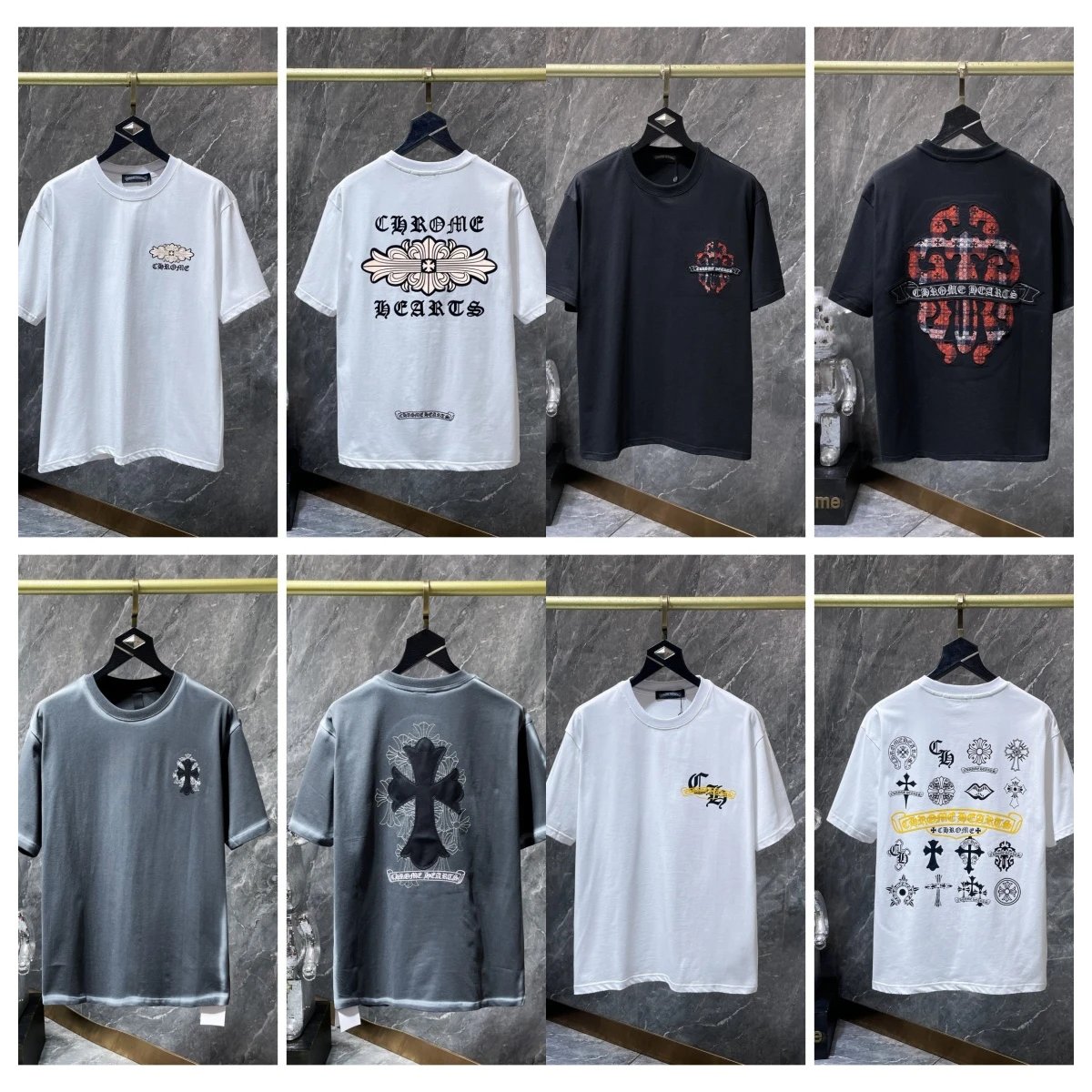 Chrome Hearts Black and White Short Sleeve T-Shirts