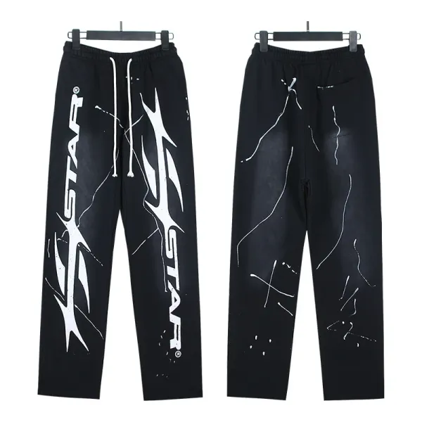 K/STAR Graffiti Print Black Sweatpants - 1
