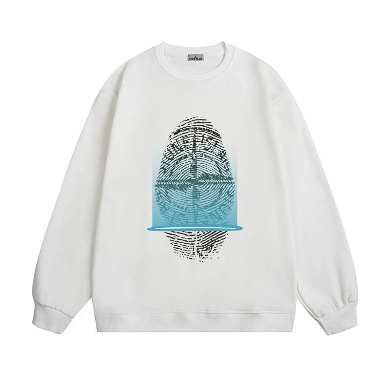 Stone Island Hoodies & Sweatshirts Graphic Crewneck Sweatshirt — 607 White (fleece-lined))