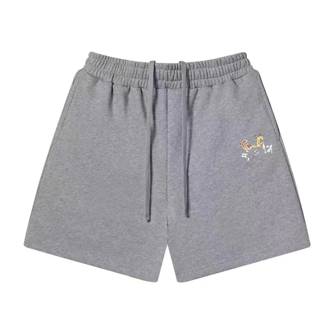 Unbranded Shorts Elastic-Waist Drawstring Graphic — 52 Heather gray