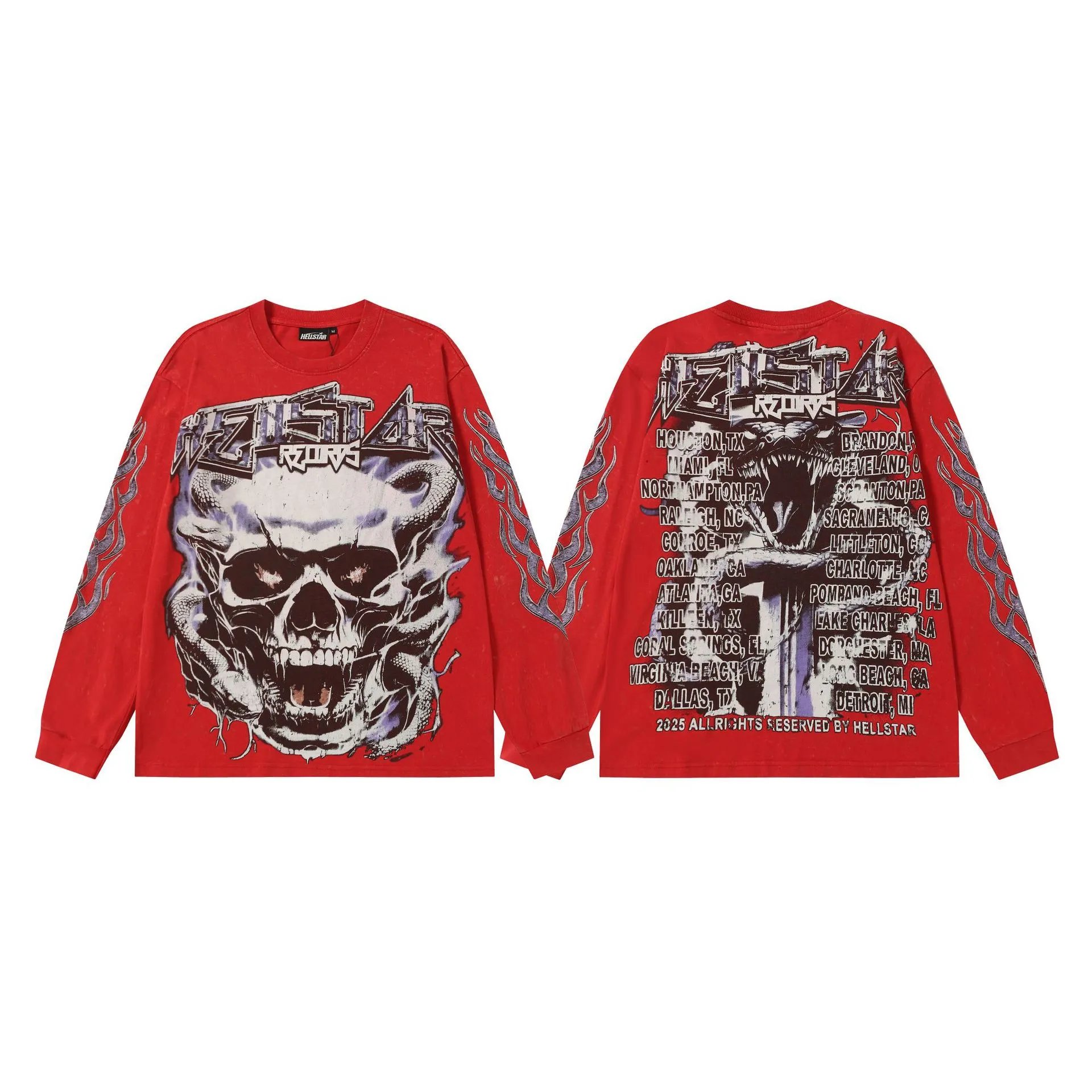 Hellstar T-Shirts Washed Graphic Long-Sleeve — 9109 Washed red