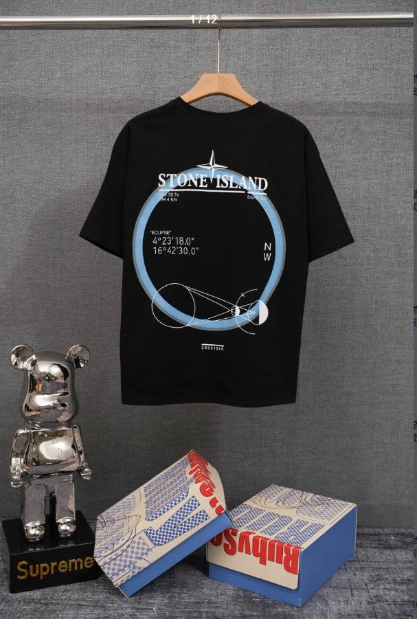 Stone Island T-Shirts Compass Graphic Short-Sleeve T-Shirt — SD 14 Black
