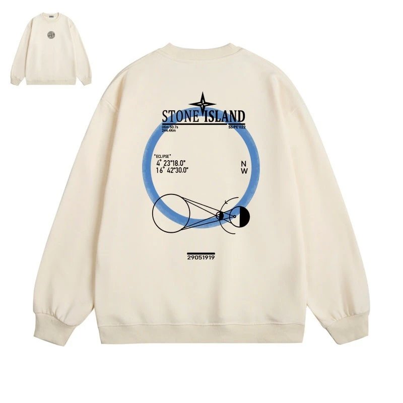 Stone Island Hoodies & Sweatshirts Graphic Crewneck Sweatshirt — 609 Apricot (fleece-lined))