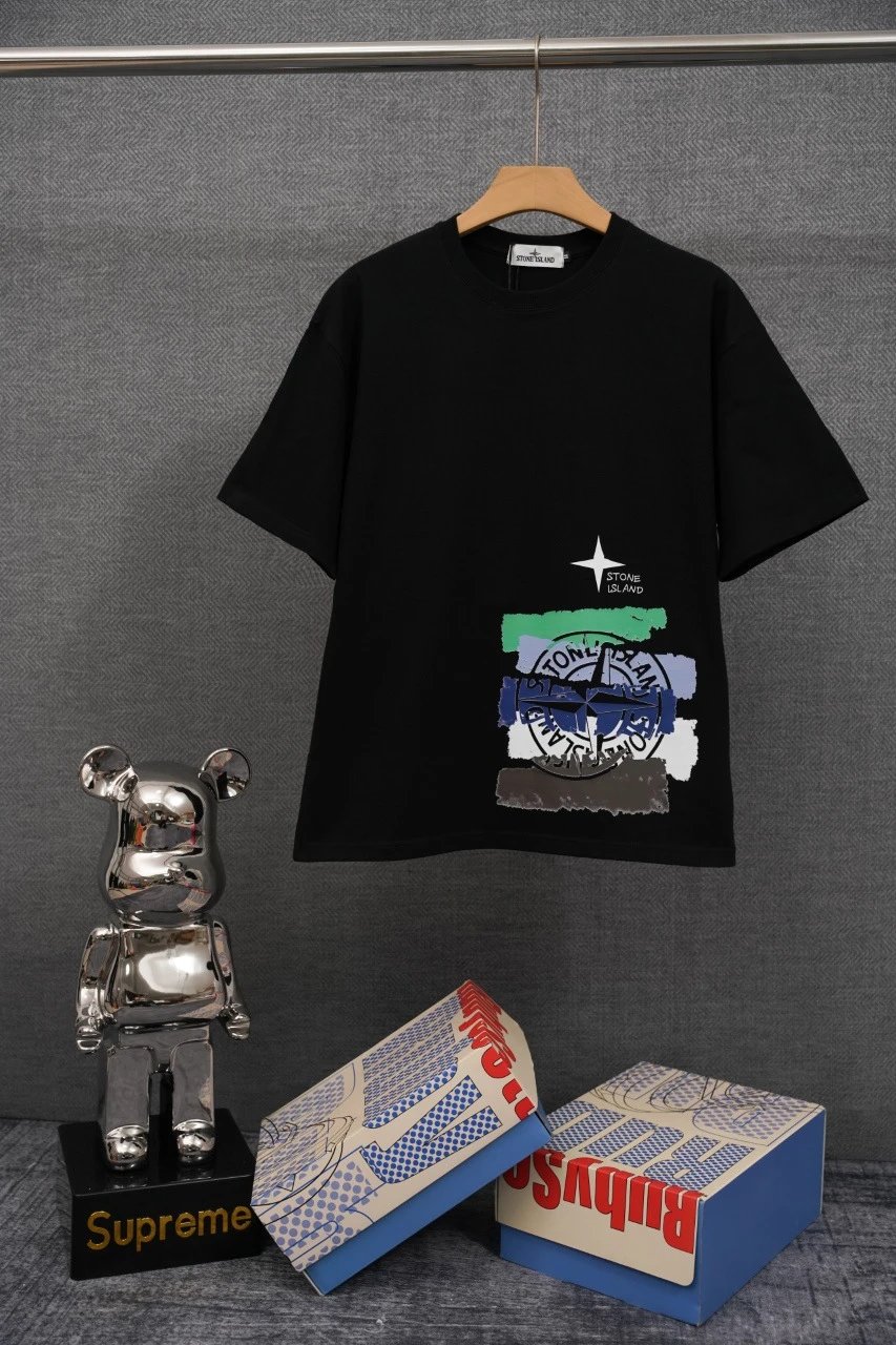 Stone Island T-Shirts Compass Graphic Short-Sleeve T-Shirt — SD 13 Black