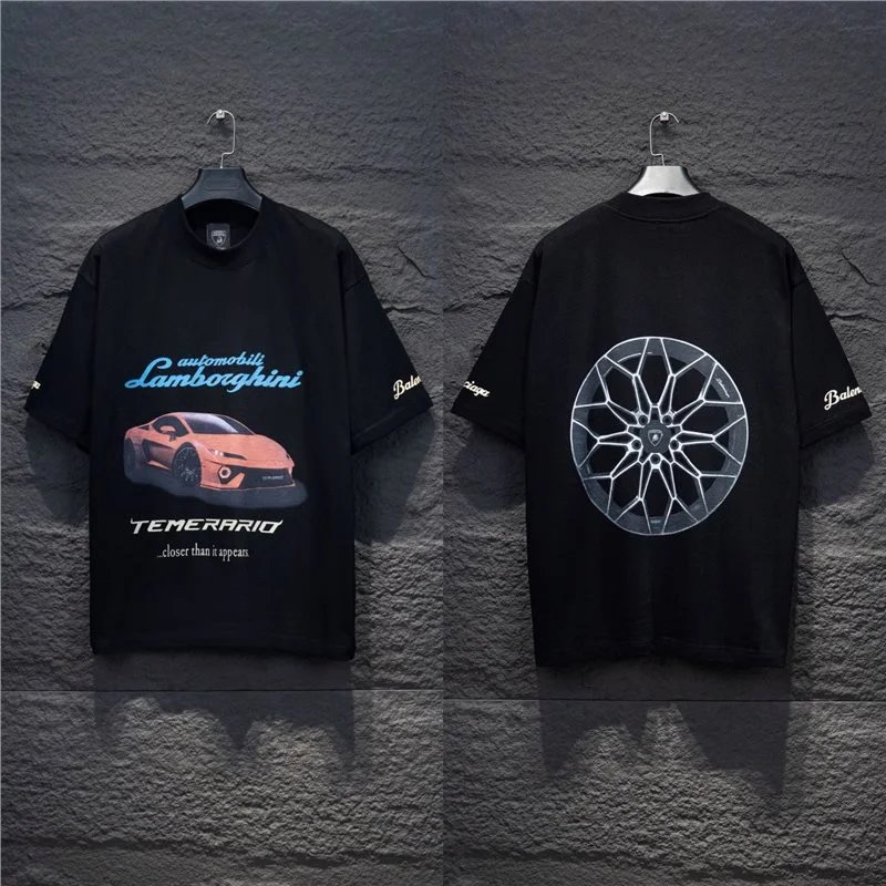 Balenciaga T-Shirts Logo Graphic Oversized Short-Sleeve T-Shirt — 5188 black