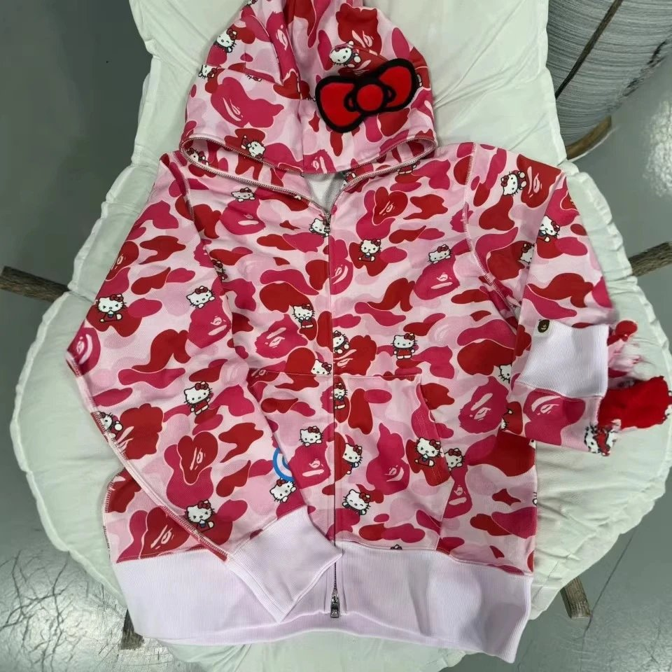A Bathing Ape Hoodies & Sweatshirts Shark full-zip camouflage hoodie — Pink Sanrio