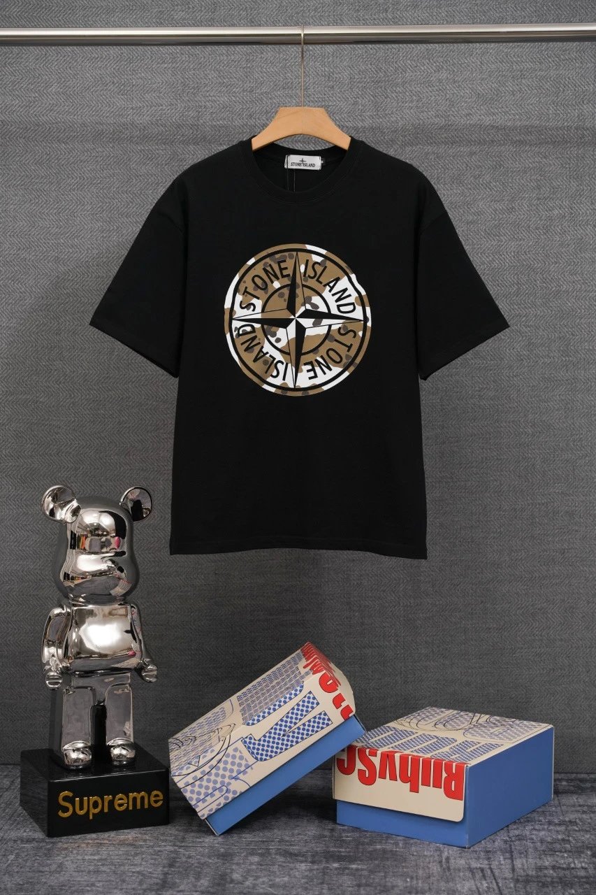 Stone Island T-Shirts Compass Graphic Short-Sleeve T-Shirt — SD 32 Black