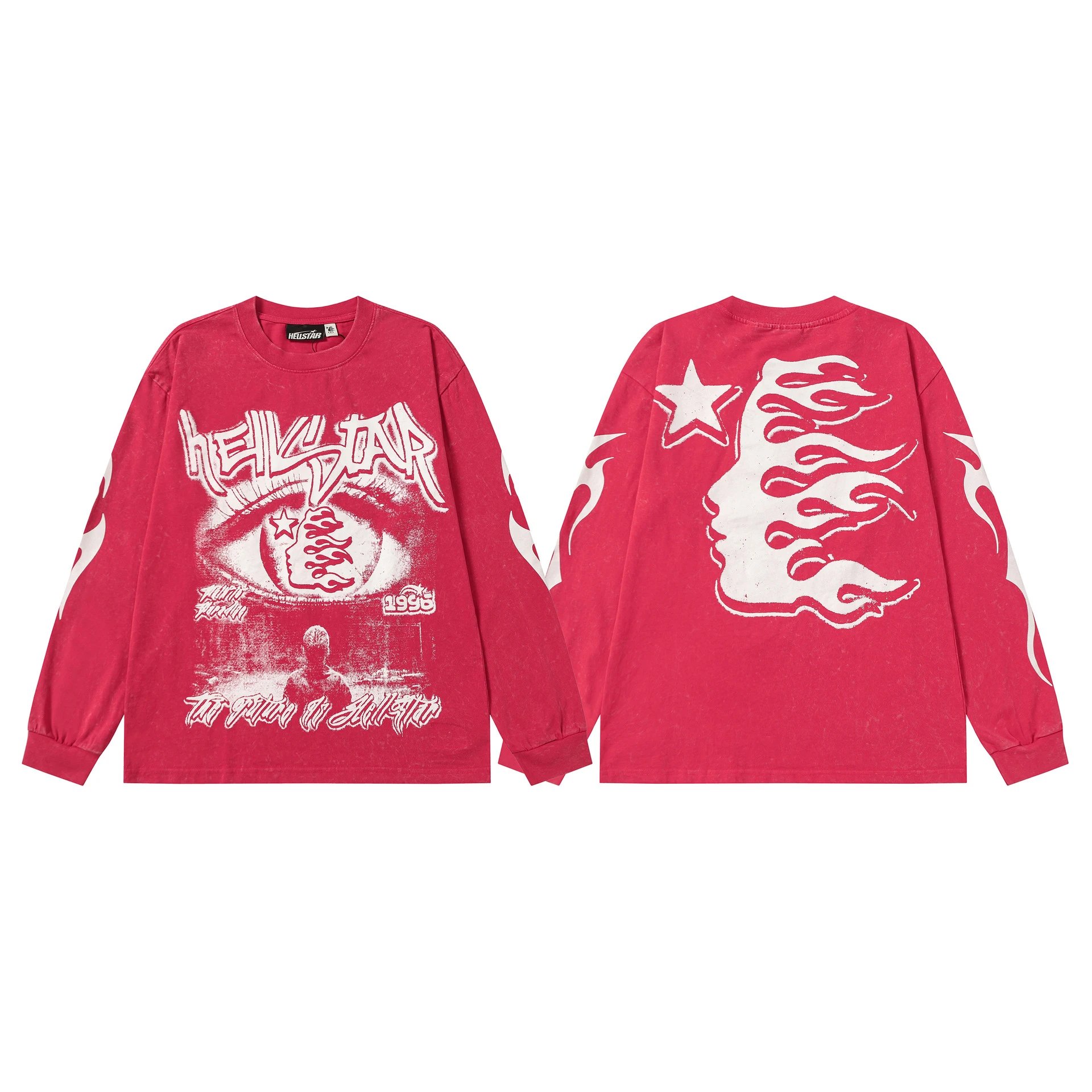 Hellstar T-Shirts Washed Graphic Long-Sleeve — 9122 Washed red