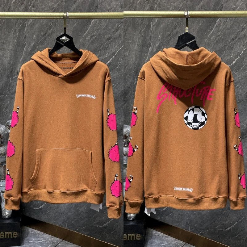 Chrome Hearts Hoodies & Sweatshirts Cross Graphic Pullover Hoodie — 8353 Coffee color