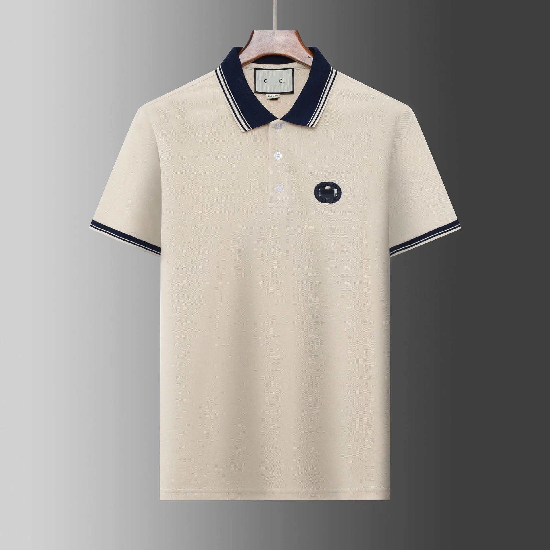 Gucci T-Shirts Short-Sleeve Polo Shirt with Contrast Striped Collar — 39