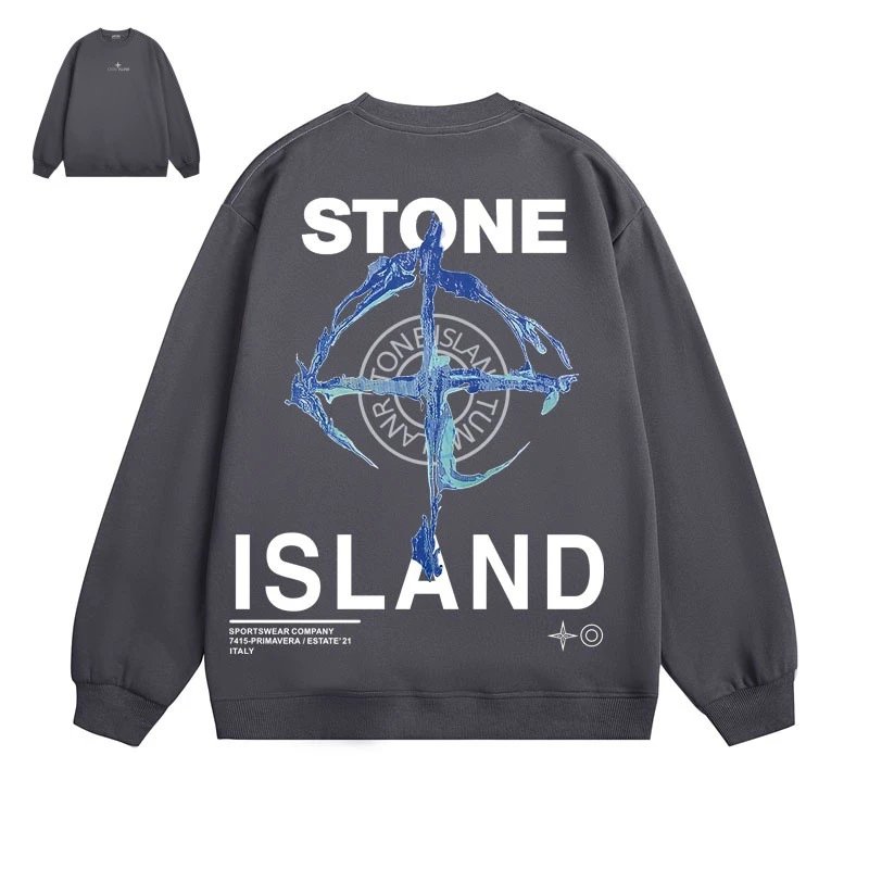 Stone Island Hoodies & Sweatshirts Graphic Crewneck Sweatshirt — 605 dark gray (velvet)