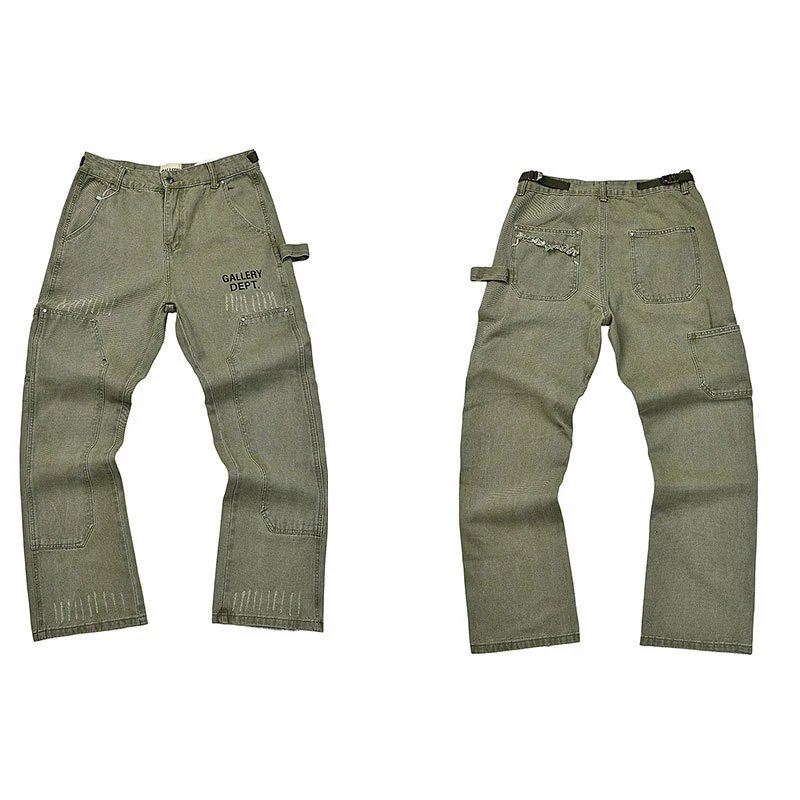 Unbranded Jeans Wide-leg distressed patchwork — 4115 army green