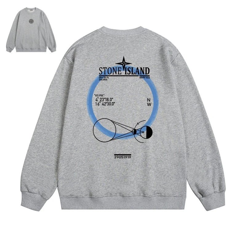 Stone Island Hoodies & Sweatshirts Graphic Crewneck Sweatshirt — 609 gray (velvet)