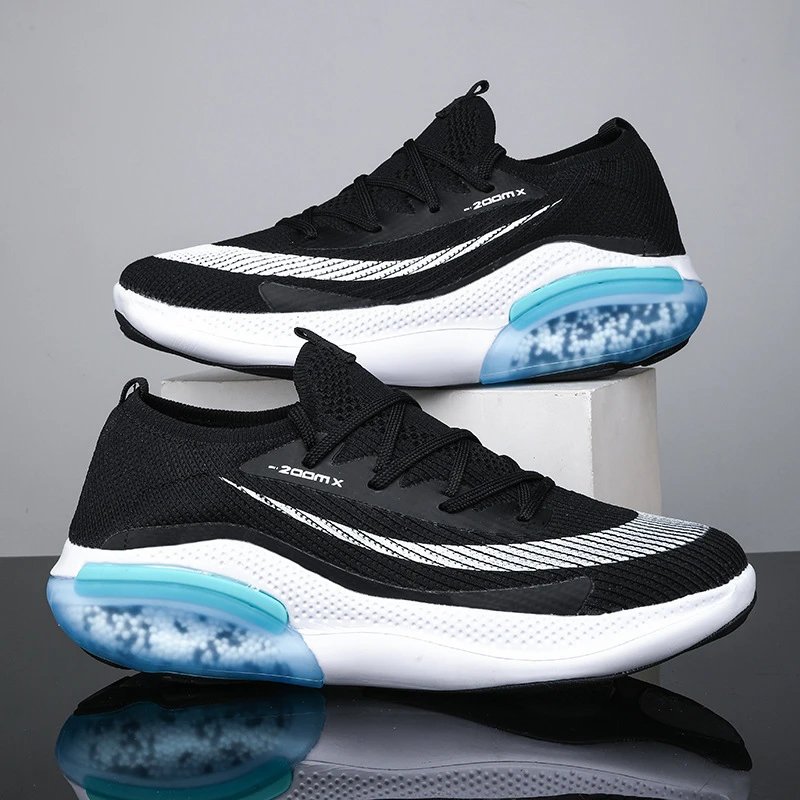 Unbranded Sneakers Knit low-top with visible air-cushion sole — Black and white 5000