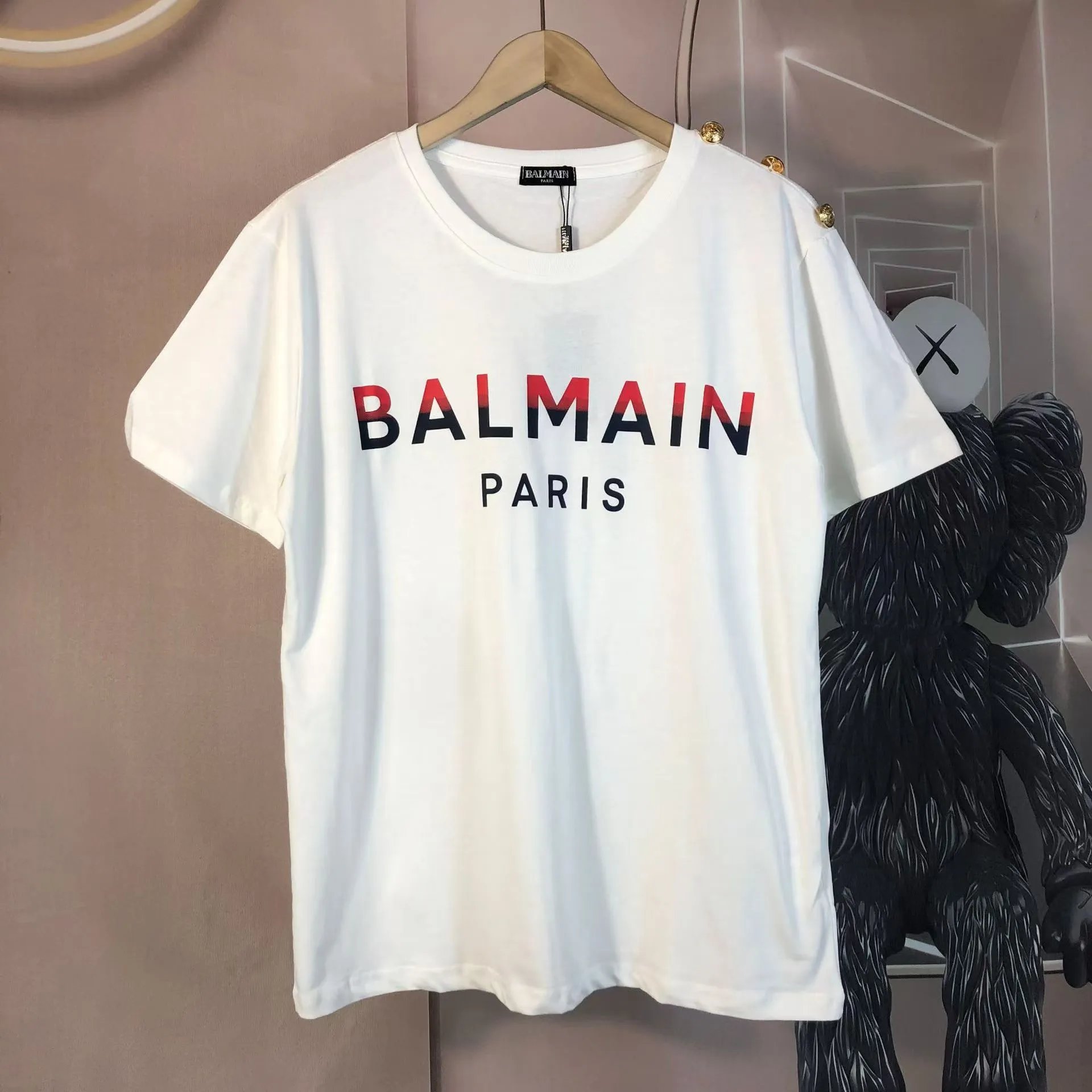 Balmain T-Shirts Short-Sleeve Logo Print — 32