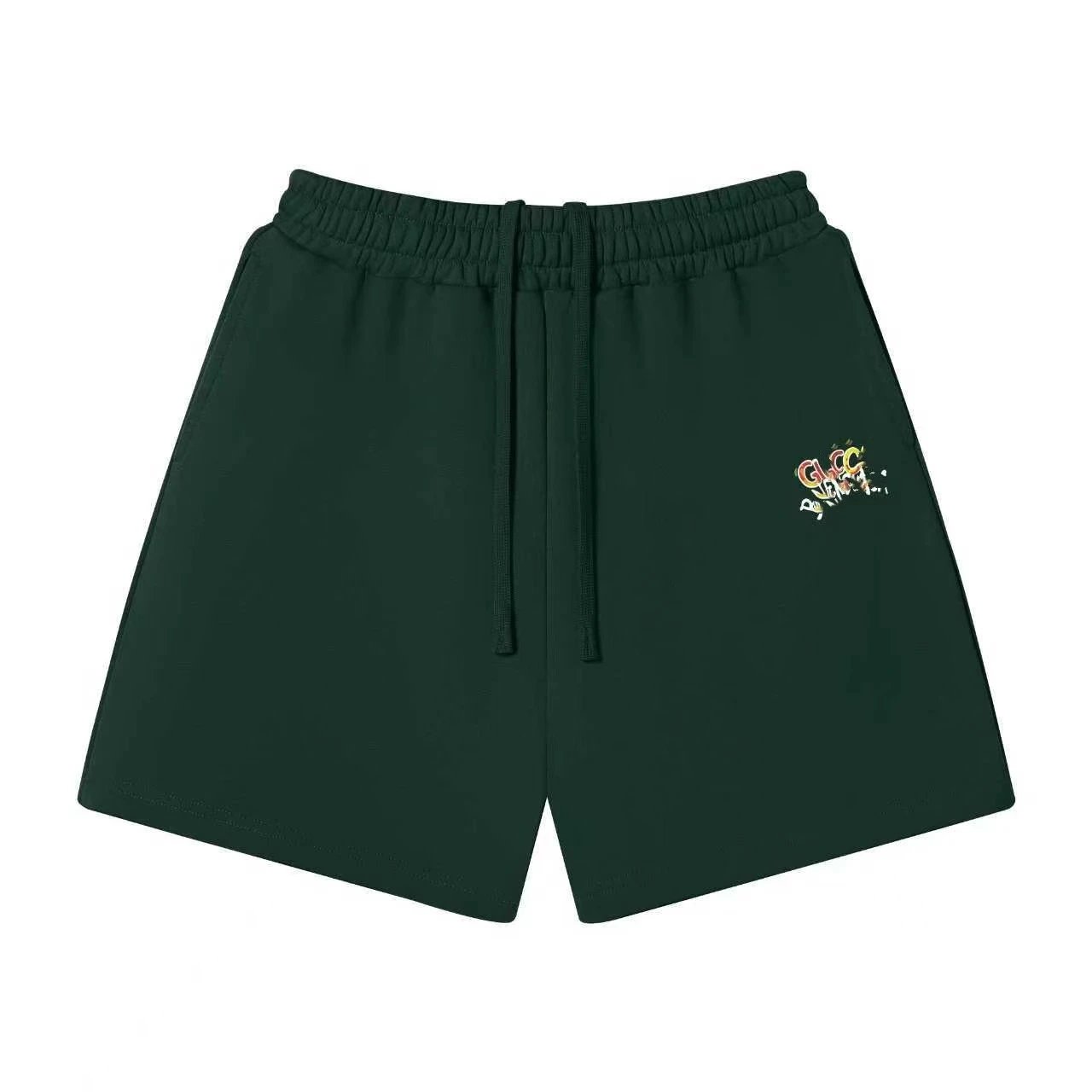 Unbranded Shorts Elastic-Waist Drawstring Graphic — 52 Dark green