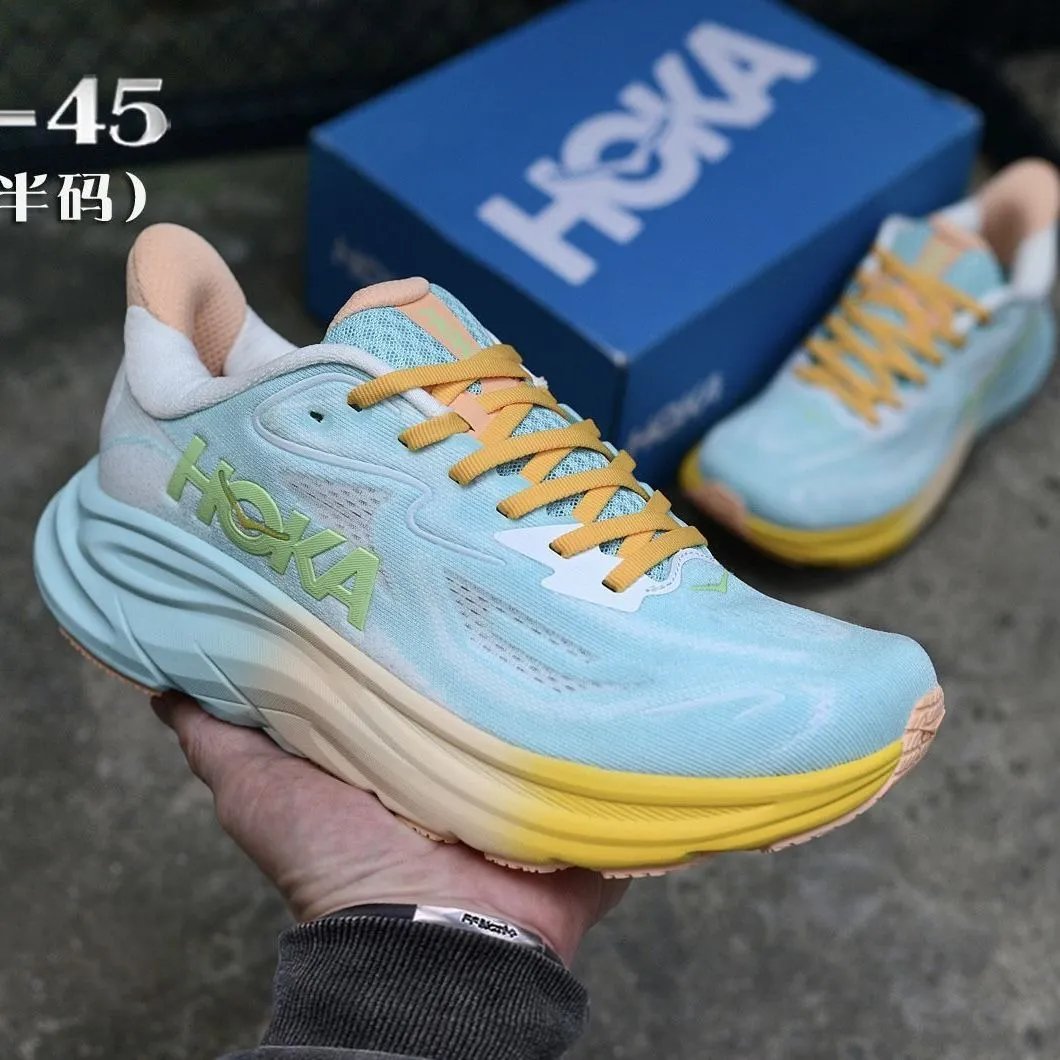 HOKA Sneakers Clifton 10 — H 10-White, blue, and yellow