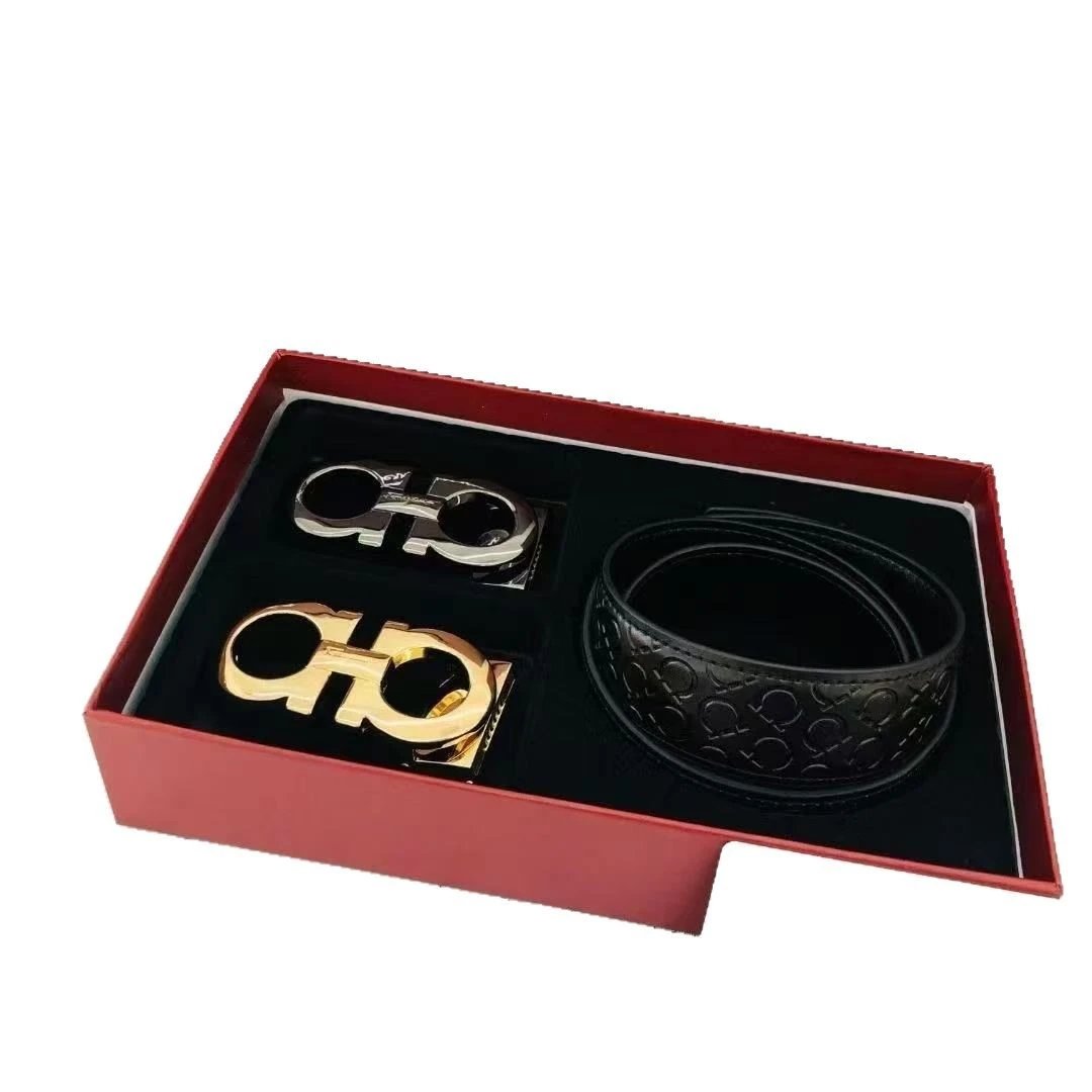 Coach Belts Reversible Signature C Pattern Belt with Interchangeable Buckles — Gold buckle with snap button