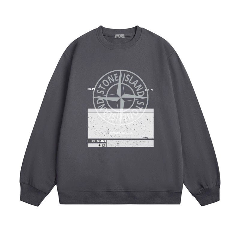 Stone Island Hoodies & Sweatshirts Graphic Crewneck Sweatshirt — 606 dark gray (velvet)