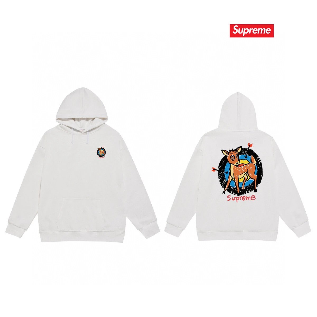 Supreme Hoodies & Sweatshirts Graphic Print Pullover Hoodie — S 2052 white