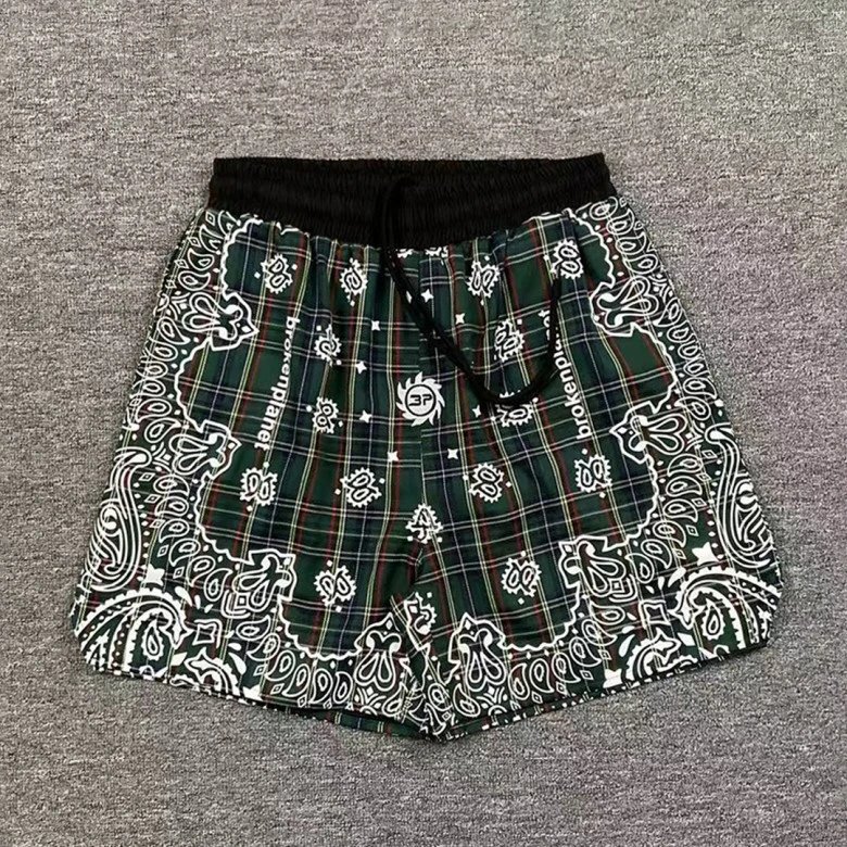 Broken Planet Shorts Graphic and plaid — 8361 green