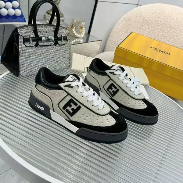Fendi FF Logo Sneakers Gray Black White Sneakers - 1