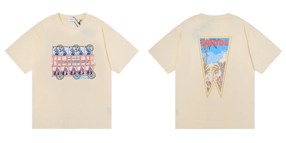 Rhude T-Shirts Graphic Print — 5020 Apricot color