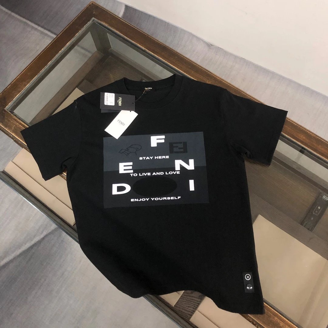Fendi T-Shirts Short-Sleeve Logo Print — F43