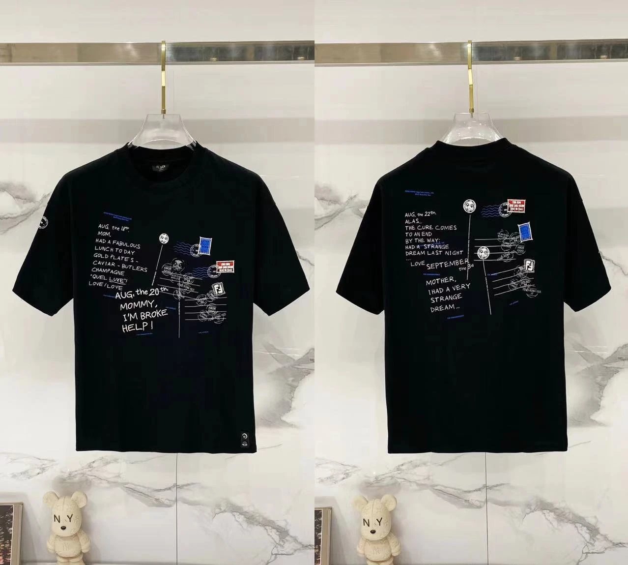 Fendi T-Shirts Loose-fit crew-neck short-sleeve T-shirt — F 007 Printed black