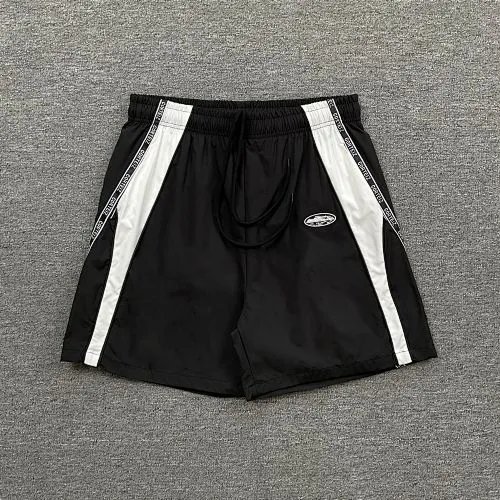 Corteiz Shorts CRTZ logo graphic drawstring — 6133 Black and white