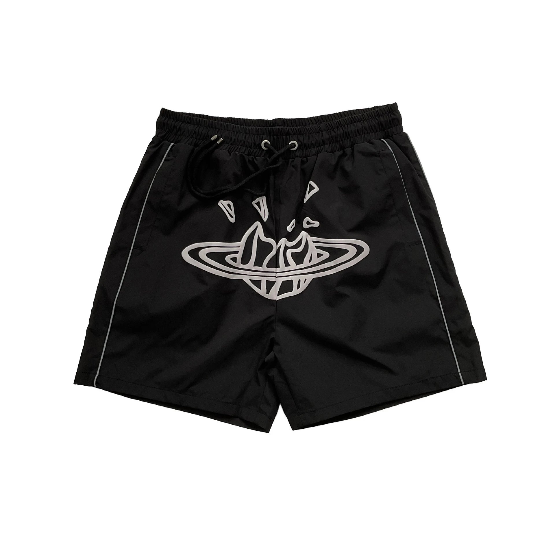 Broken Planet Shorts Drawstring athletic — 8277 Black and white