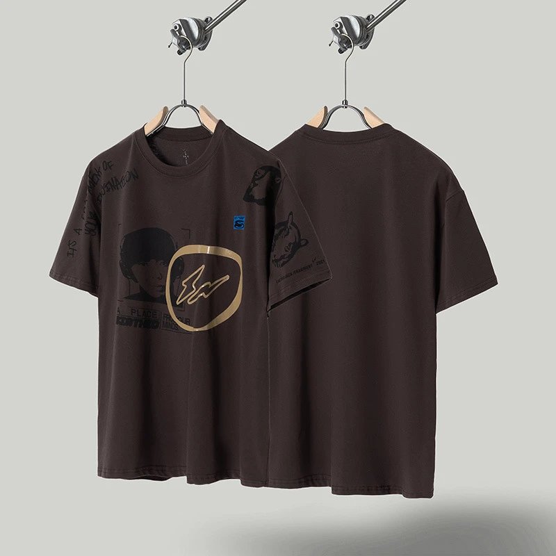 Unbranded T-Shirts Graphic Print Crewneck T-Shirt — TS 61 Dark coffee