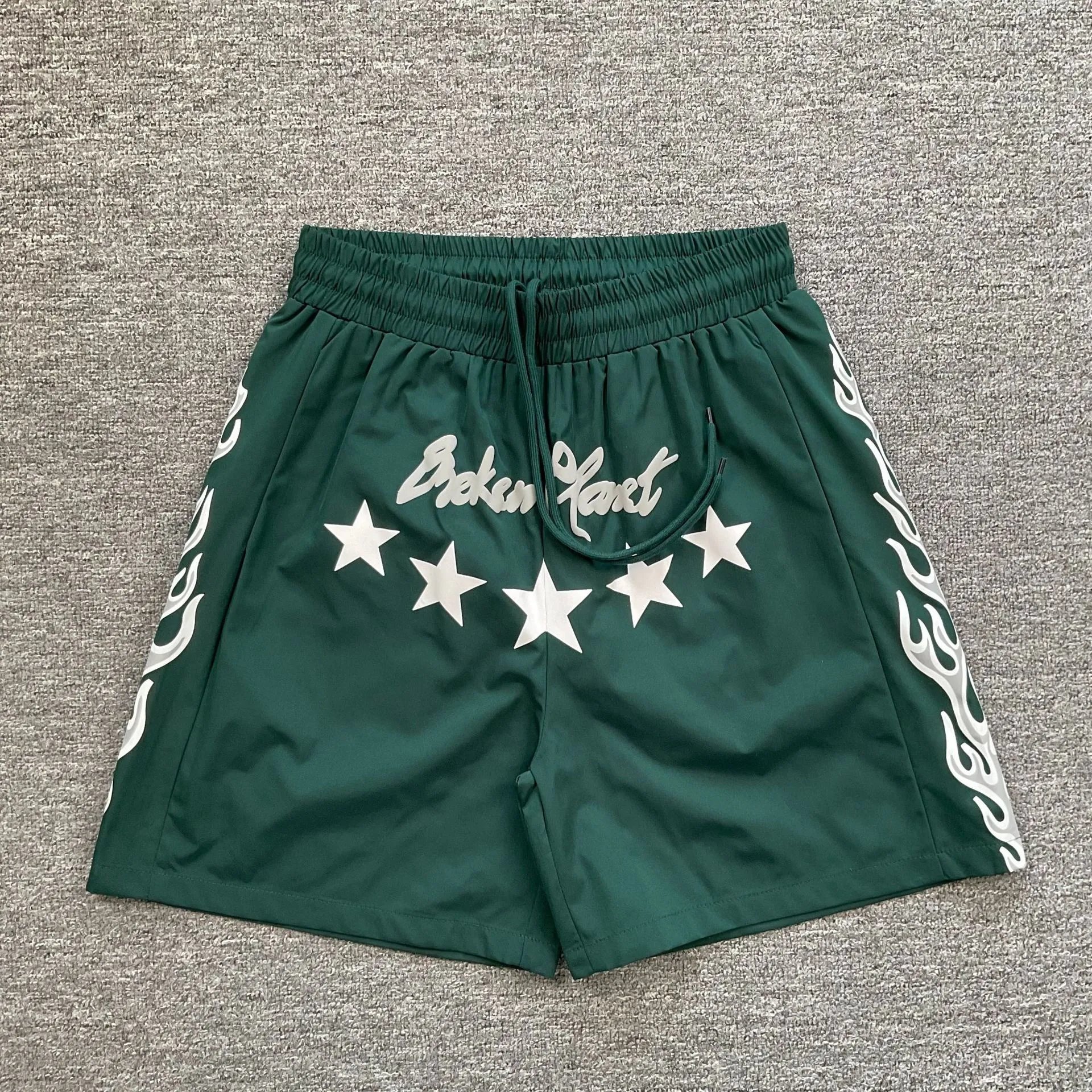 Broken Planet Shorts Graphic Panel Drawstring — 8386 green