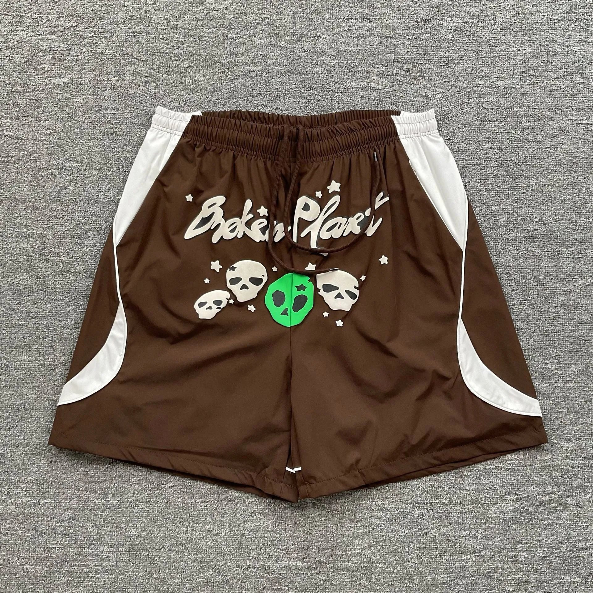 Broken Planet Shorts Graphic Panel Drawstring — 3227 Curry