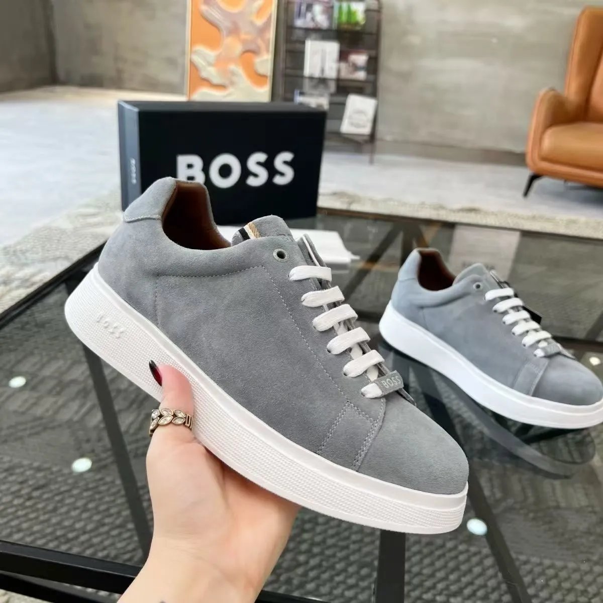 BOSS Sneakers Suede low-top lace-up — 17