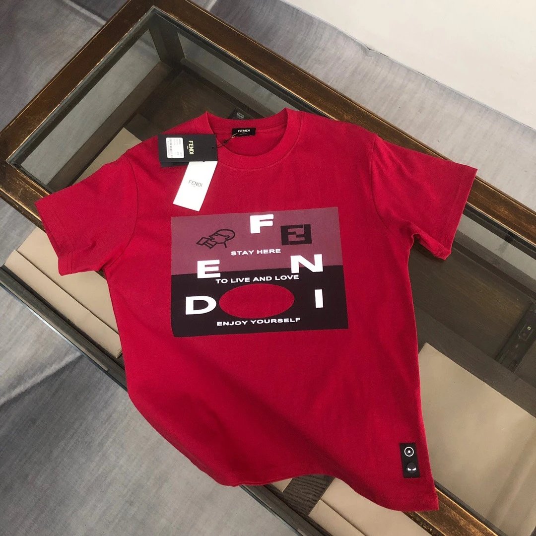 Fendi T-Shirts Short-Sleeve Logo Print — F44