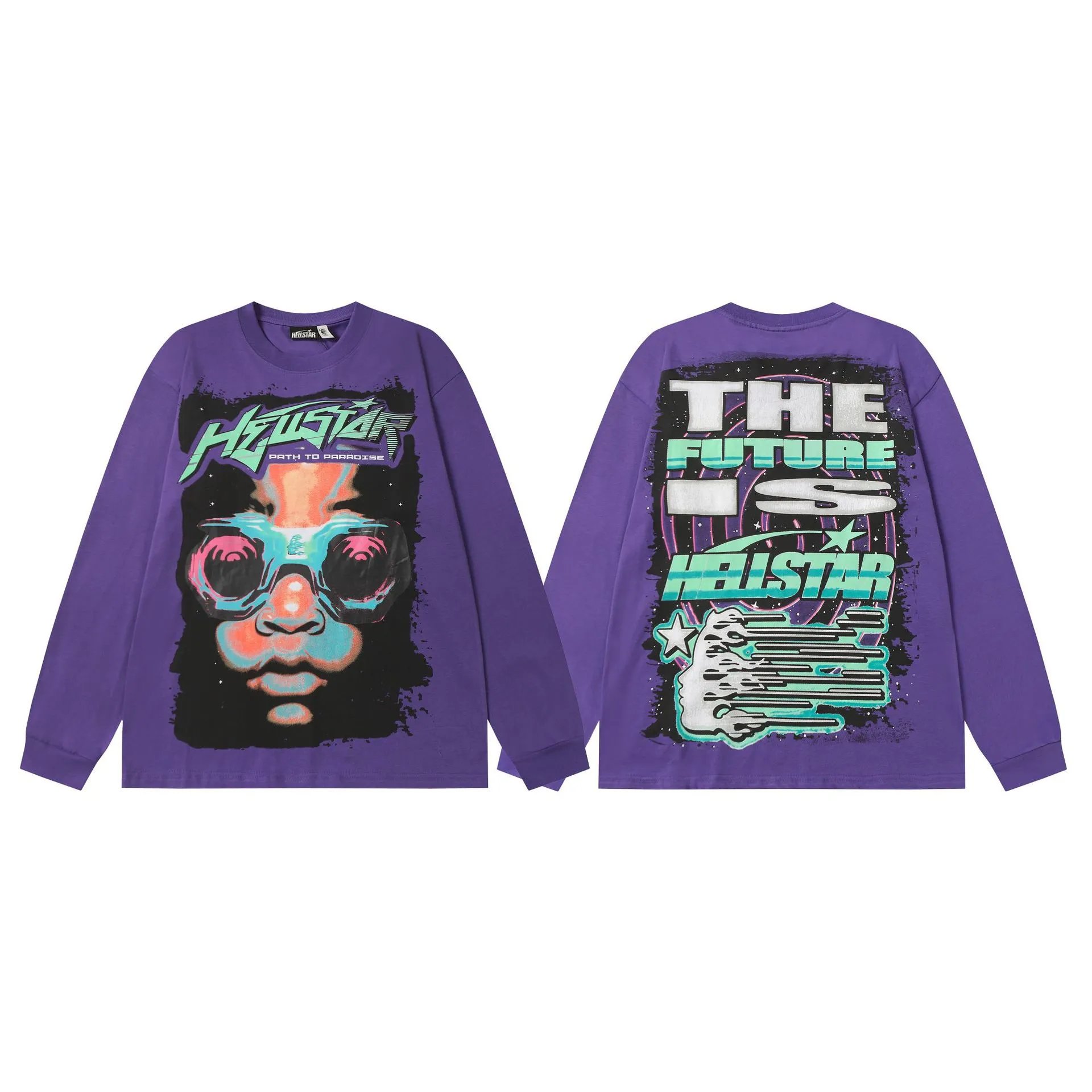 Hellstar T-Shirts Graphic Print Long-Sleeve T-Shirt — 7105 purple