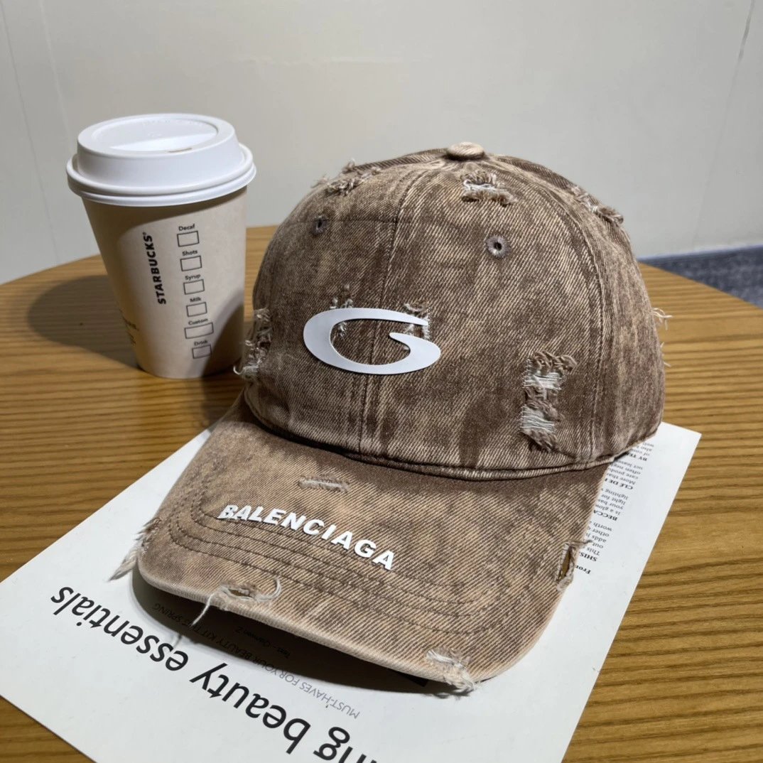 Balenciaga Hats Distressed Embroidered Baseball Cap — 11-2