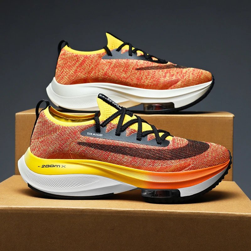 Unbranded Sneakers Knit low-top with visible air-cushion sole — Orange 2219