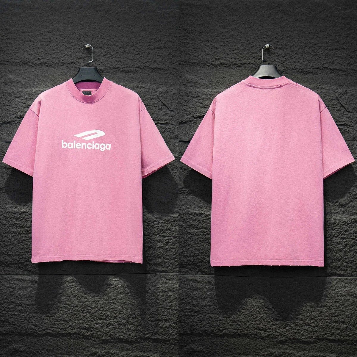 Balenciaga T-Shirts Logo Graphic Oversized Short-Sleeve T-Shirt — 5179 Pink