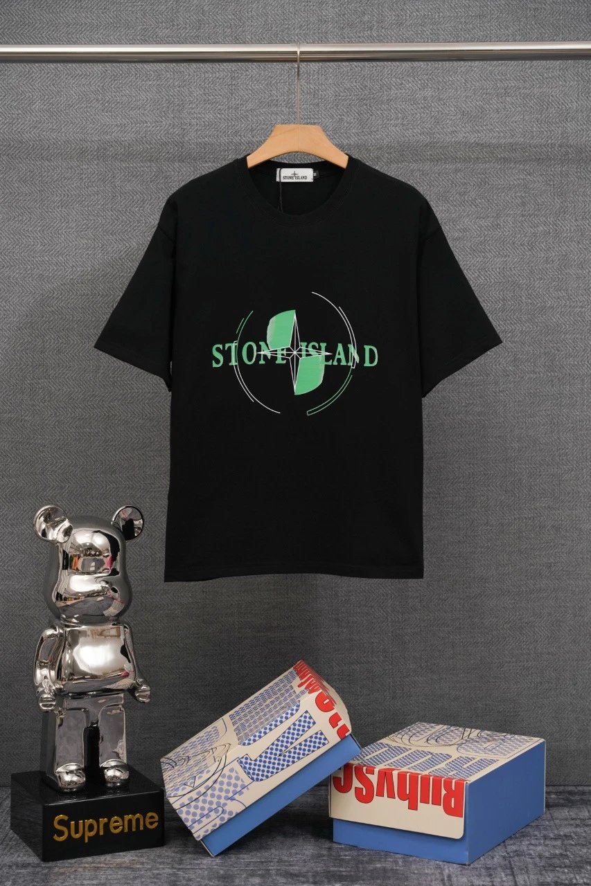 Stone Island T-Shirts Compass Graphic Short-Sleeve T-Shirt — SD 34 Black