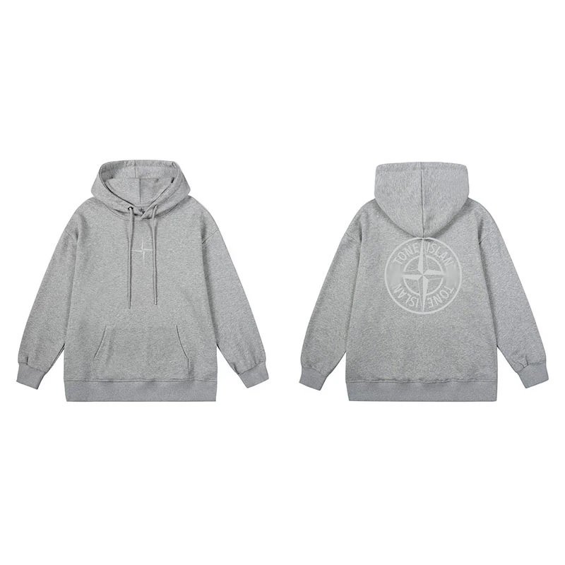 Stone Island Hoodies & Sweatshirts Compass Logo Pullover Hoodie — 673 Light gray
