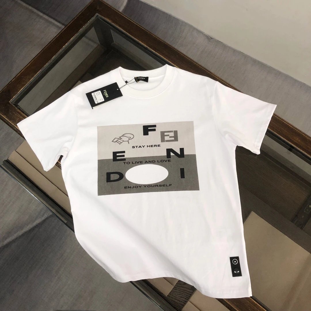 Fendi T-Shirts Short-Sleeve Logo Print — F42