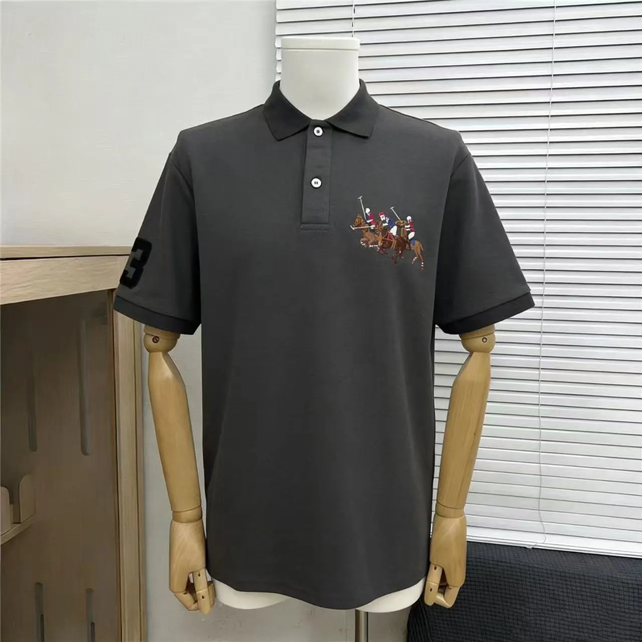 Polo Ralph Lauren Shirts Short-Sleeve Embroidered Pony Shirt — colored horse dark gray 004