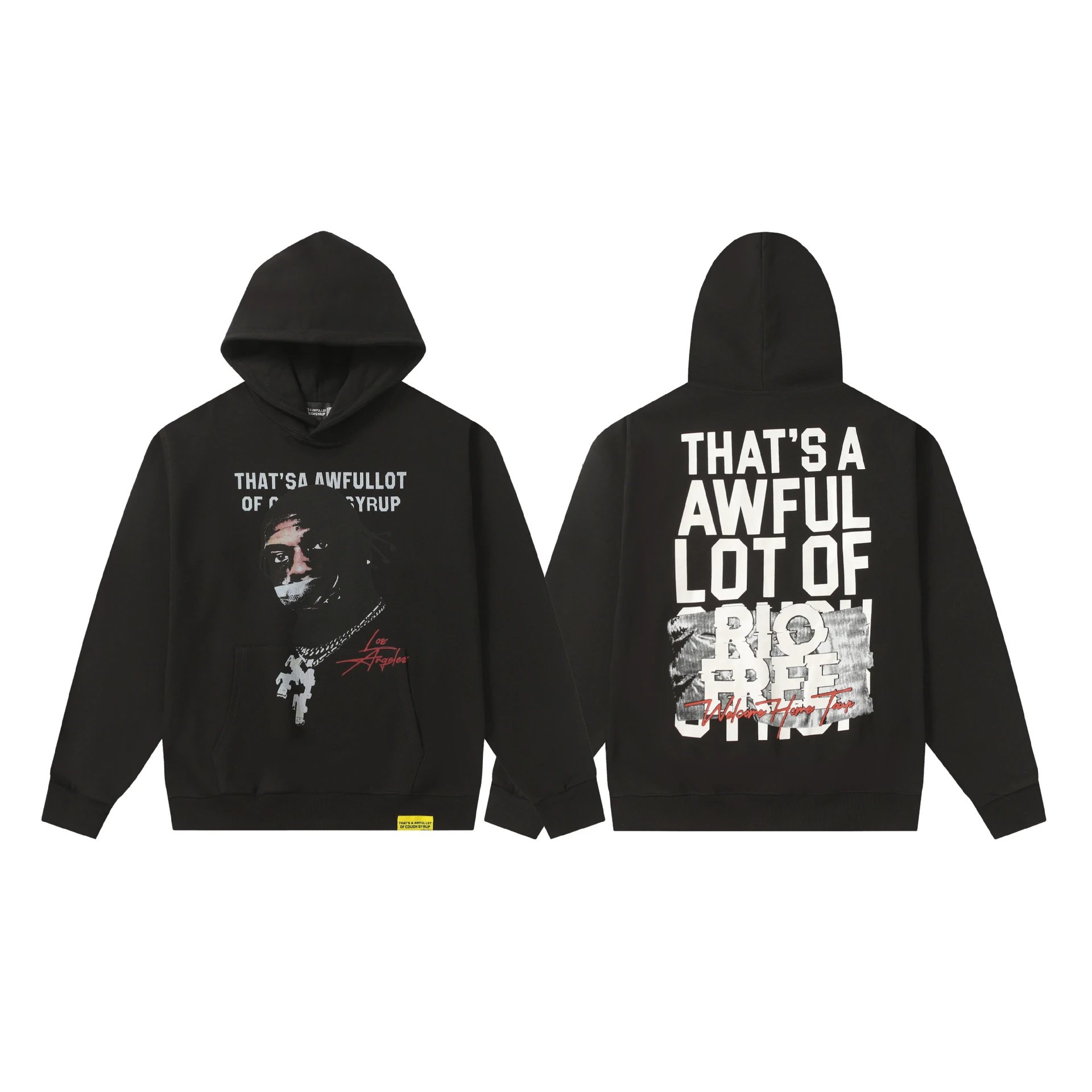 Deno Studio Hoodies & Sweatshirts That's a Awful Lot of Cough Syrup Graphic Pullover Hoodie — 0308 Black