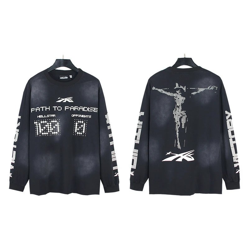 Hellstar T-Shirts Washed Graphic Long-Sleeve — 650 washed black