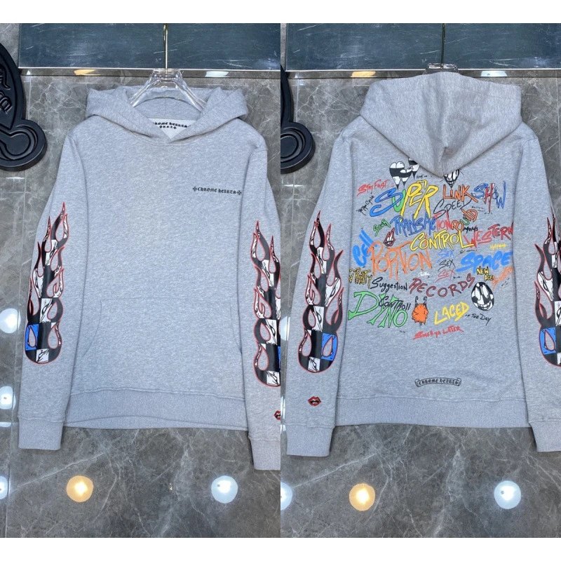 Chrome Hearts Hoodies & Sweatshirts Cross Graphic Pullover Hoodie — 8303 gray