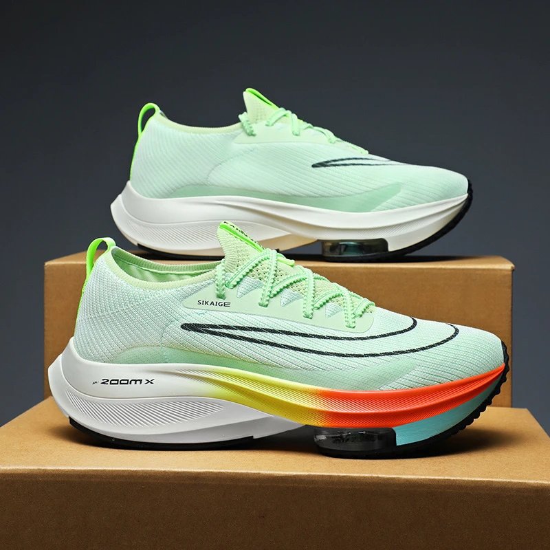 Unbranded Sneakers Knit low-top with visible air-cushion sole — Neon Green 2219